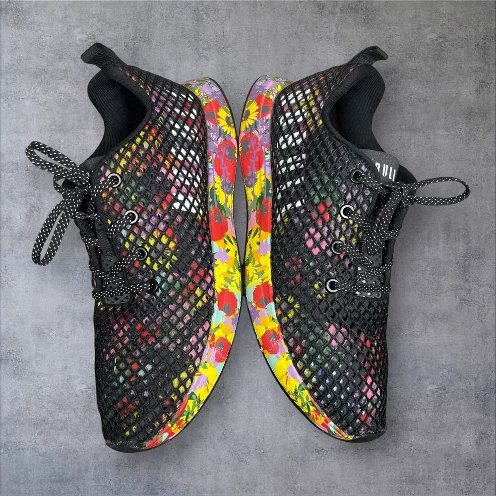 NOBULL Runners Sneaker Shoes Black Mesh Floral Superblossom  Womens 10 Tropical